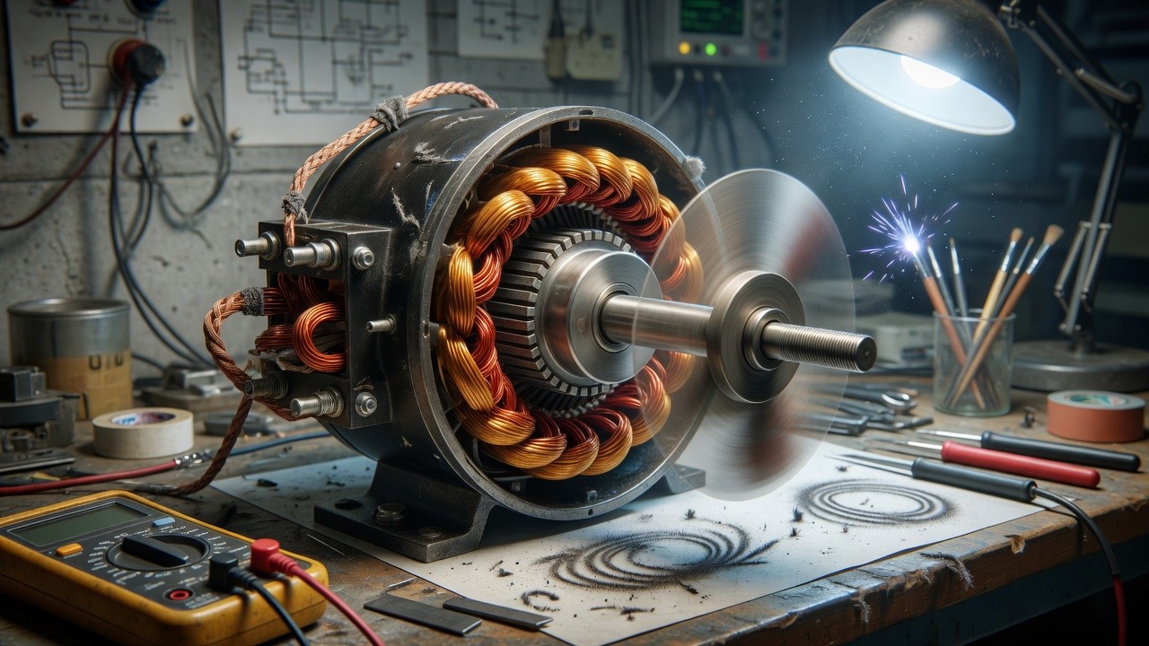 A small electric motor on a lab table